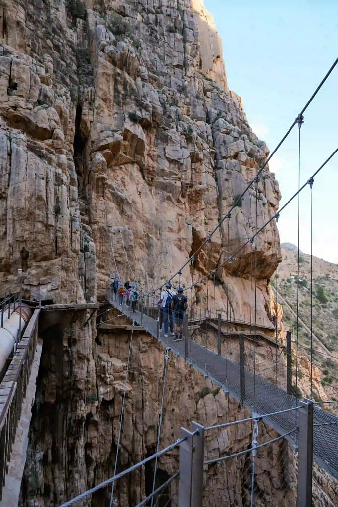 Caminito del Rey walkway along steep cliffs in El Chorro